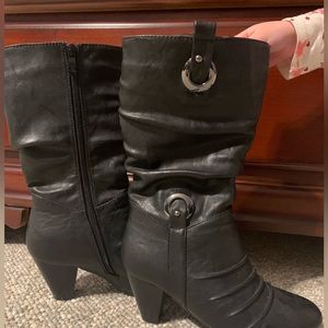 Patrizia by Spring Step-Black leather Heeled Boots. Size 7.